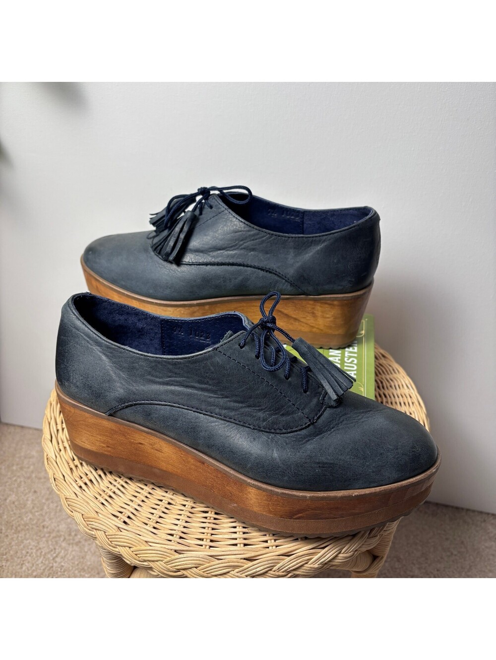 Five Worlds Blue Leather Platform Loafers - Picture 2 of 8